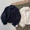 Camisa Coreana de Estilo Nuevo 2026 con Cuello de Solapa y Manga Larga para Mujer, Corte Holgado, Adelgazante, Top Versátil, Chaqueta de Color Sólido Estilo Americano para Mujer, Otoño