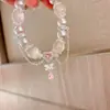 Pulsera Princesa AnniePerla Falsa Rosa Strass Corazón Borla Pulsera Elegante Dulce