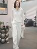 Celebridad de Internet Conjunto Elegante Casual de Primavera y Otoño Nuevo Color Sólido Estilo Simple Dulce Fresco Manga Larga Sudadera Conjunto de Dos Piezas Ropa para Mujer