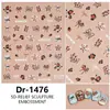Redanco5D Repujado Popular Dibujos Animados Pegatina para Uñas Lindo Estampado de Leopardo Corazón Pegatina Estéreo para Uñas Dr1481
