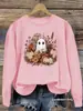 Suéter sudadera con estampado de fantasmas de dibujos animados de cuello redondo de manga larga informal para mujer de otoño e invierno transfronterizo de Europa y Estados Unidos al por mayor