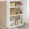 Estante de almacenamiento de cocina multicapa para montar en la pared, no requiere perforación, estante de almacenamiento multifuncional para aceite, sal, salsa y vinagre