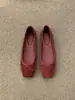 Zapatos de Punta Cuadrada de Boca Baja de una Sola Capa 2025 Primavera y Otoño Nuevos Estilo Francés de Noche Suaves Retro Suede Zapatos Planos Suaves para Mujer