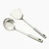 Conjunto de espátula espessa e escumadeira de aço inoxidável, conjunto combinado doméstico, espátula de cozinha, utensílios de cozinha, ferramentas de cozinha anti-queimadura