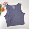 Colete Curto Fitness Patchwork de Tela com Bojos, Top Esportivo sem Mangas, Roupa de Yoga Amiga da Pele, Alta Elasticidade, Confortável e de Secagem Rápida
