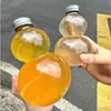 Botella Transparente Desechable para Mascotas Tipo Calabaza de 500ml Estilo Chino Botella de Plástico para Té con Leche Bebida Fría Botella para Té Cold Brew con Tapa