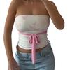 Top Tubo Listrado Sexy 2026 para Mulheres, Cropped Slim Fit Sem Costas de Verão, Peça de Roupa Externa ou Camada Base
