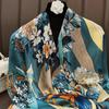 Bufanda de Seda Nueva Primavera/Verano 2026, Elegante Brocado, Chal Delgado Versátil, Toalla de Playa Floral Transpirable, Bufanda de Otoño al por Mayor