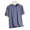 Camiseta de Malha de Seda Gelada Respirável de Manga Curta para Homens no Verão, Secagem Rápida, Solta, Tamanho Grande, Casual, Versátil, para Atacado Transfronteiriço