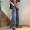 Jeans Retrô para Homens 2024 Design de Primavera Calças Bootcut Marca Americana High Street Moderna Calças Retas Soltas Lavadas