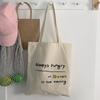 Verano Letras Simples Bolsa de Lona Portátil Cierre Bolso de Hombro Casual Bolsa de Tela Snack Compras Computadora Bolsa para Libros para Mujeres