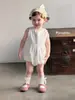 Jennybebe26 Nuevo Conjunto de Verano Estilo Coreano para Bebés Niñas, Mameluco Bordado, Elegante Traje de Gateo Estilo Chaleco