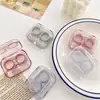Estuche para Lentes de Contacto, Transparente, Sencillo, Portátil, Caja Mini Transparente Sencilla, Estuche Doble para Lentes de Contacto, No Necesita Girar la Tapa