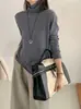 26 Nuevo Estilo de Otoño Top, Lana Merino 100% Súper Fina, Estilo Coreano Color Sólido Cuello Alto Manga Larga Tejido Camiseta Base para Mujer