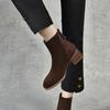 Botas Chelsea de punta cuadrada para mujer 2024, botas de piel de oveja de estilo francés, elegantes botas de moda con tacón grueso y cremallera, botines de cuero.