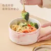 Bol para fideos nórdico, bol para sopa, creativo, patrón de mármol, bol para mascotas con marco de madera, bol para gatos, bol de agua, bol para cereales, decoración suave, maceta