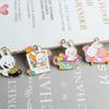 Accesorios de joyería coreana DIY K oro aleación de goteo de aceite de un solo lado colgante pequeño pulsera serie de conejito de dibujos animados