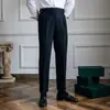 Otoño e Invierno 2024 Nuevos Pantalones Largos Rectos de Cintura Alta Estilo Italiano Nápoles Pantalones Casuales Británicos para Hombre Versátiles