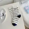 Calcetines de Otoño e Invierno para Mujer, Estilo Universitario Japonés, Bordado de Perro de Dibujos Animados, de Media Pantorrilla, Cómodos, Versátiles, tipo Slouch