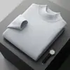 Suéter Nuevo de Lana Pura para Otoño e Invierno para Hombre de Cuello Alto Medio Tejido de Capa de Aire Engrosado Suéter Pulóver Holgado Camiseta de Punto para Base