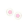 Aretes de botón redondos estilo Chanel de moda estilo coreano para combinar con todo, aretes de flor colgantes rosa dulce, aretes de flor de cinco pétalos para niña