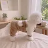 Abrigo de algodón con animales pequeños tridimensionales para otoño e invierno, ropa cálida de cuatro patas para mascotas con correa, mono engrosado con patrones lindos