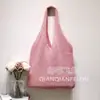 Bolsa Roja Hueca Color Caramelo para Mujer Estilo Perezoso de Verano Bolso Tejido Bolso de Hombro de Punto para Viajero Diario Bolso Tote