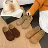 Edição Couro de Vaca Chegada Nova Outono Feminino Bico Redondo Slip-on Duas Formas Sapatos Birkenstock Moda Estilo Coreano Retro Versátil Batata Pequena