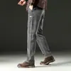 Calça jeans masculina, nova tendência outono e inverno, calça longa elástica reta solta, tamanho grande, calça masculina casual versátil
