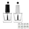 Botellas Transparentes Redondas y Cuadradas para Esmalte de Uñas 5ml 10ml 15ml Botellas de Vidrio para Cosméticos con Tapa y Pincel