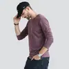 Camiseta Masculina de Manga Longa Outono Coreana Gola Redonda Tamanho Grande Camiseta Básica Cor Sólida Moda Primavera e Outono Camiseta Top