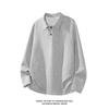 Sudadera Polo de Algodón Estilo Americano con Hombros Rectos Mamba para Hombre, Camiseta de Manga Larga Otoñal con Parches Desestructurados y Cuello Vuelta, Estilo Cool de Hong Kong