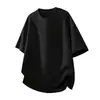 Camiseta de Verano 100% Manga Corta, Camisa Básica Casual de Color Sólido, Camiseta de Media Manga Moderna para Hombre, Cuello Redondo, Top Versátil