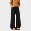 Calça de Brim Ampla Casual Simples Estilo Retrô para Homens, Primavera Cleanfit Solta Reta Caimento Fluido Jeans Calça Longa