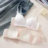 Conjunto de Lencería para Niñas con Encaje de Lazo Floral, Soporte Suave, Sexy Push-up, Hermoso Espalda, Conjunto de Sujetador