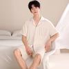 Pijama de Modal para Hombre de Venta Caliente Transfronteriza Nuevo de Verano, Ropa para el Hogar, Mangas Cortas y Shorts, Se Puede Usar Casual Afuera