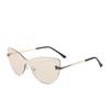 Gafas de Moda Europeas y Americanas Elegantes para Fiestas de Mujeres, Gafas de Sol Sin Marco Ojo de Gato para Hombres, Gafas de Sol Oversize No Convencionales