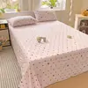 Juego de Sábanas Individuales de Algodón Puro Clase A para Dormir Desnudo, Estilo Fresco Crema Estilo Ins, Juego de Tres Piezas de Sábanas Individuales y Dobles de Algodón Lavado para Todas las Estaciones
