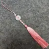 Novo produto de Guanshanyue: pingente de paz de jade branco com borlas, franjas de pérolas, joias de estilo antigo e borlas de seda