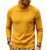 Nova coleção outono e inverno masculina: Estilo europeu e americano, cor sólida, listrado verticalmente, suéter de malha slim fit, suéter quente, camada base, roupas masculinas