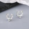 Pendientes SHIAI de Plata de Ley 925 plata lisa pequeño flor de ciruelo fresca asta exquisito nicho estilo Mori estilo occidental perforación de oreja
