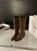 Botas de moda para mujer de gamuza ajustadas con cremallera trasera, botas altas de estilo británico, versátiles para otoño e invierno 2026, botas altas hasta la rodilla para mujer