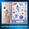 Adesivos de Tatuagem Original Novos à Prova d'Água com Glitter Adesivos de Tatuagem Espaço Sonhador Adesivos de Tatuagem Desenho Animado para Crianças