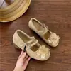 Sapatos Mary Jane com Salto Escondido Estilo Francês para Mulheres, Novidade Verão 2026 Sapatilhas Delicadas com Salto Bloco Floral, Sapatilhas com Solado Grosso