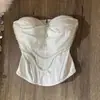 Top blanco sexy adelgazante de alta gama sin tirantes con corsé de ballenas para usar como prenda exterior