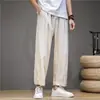 Calças de linho calças masculinas de algodão e linho Verão Calças casuais masculinas primavera e outono Calças largas largas Calças Retas Calças Esportivas Masculinas