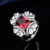 Europeu e americano de luxo pombo vermelho gem brincos colar anel conjunto feminino cristal zircão clavícula corrente cor jóias