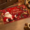 Tapete de Chão de Veludo Cristalino de Natal Papai Noel Tapete Absorvente de Água para Banheiro Tapete de Entrada de Banheiro Decoração Festiva Tapete Resistente ao Desgaste