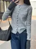 25 Nuevo Cardigan de Punto Amarillo Goose de Primavera Temprana con Contraste Suave y Ceroso Estilo Coreano Ajustado Top Básico