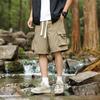 Pantalones cortos de trabajo americanos para hombre 2025 Verano Nueva moda Marca Retro Color puro Deportes Sueltos Casual Rectos Cinco puntos